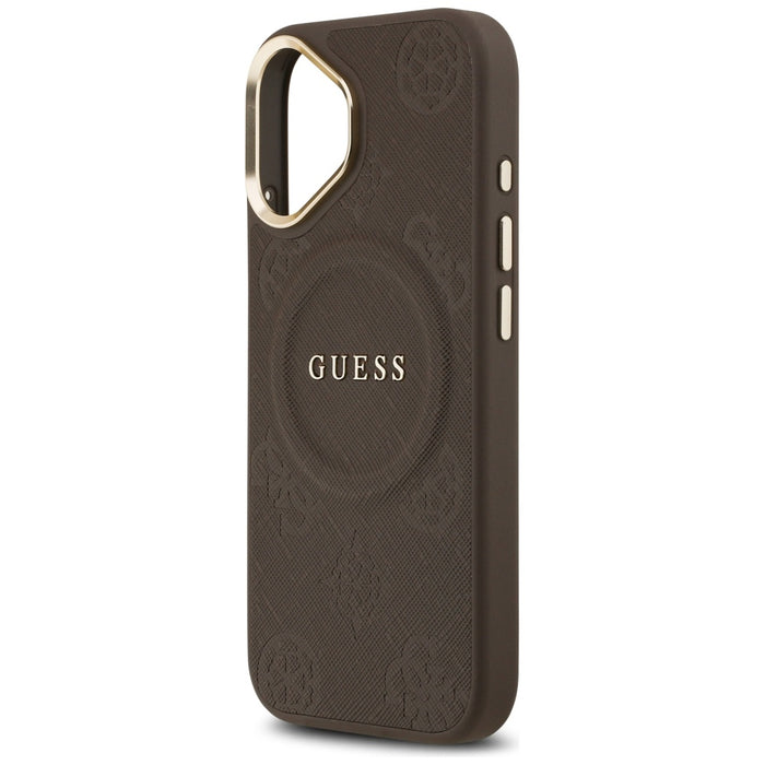 Калъф Guess Peony Hot Stamp MagSafe за iPhone 17 - кафяв