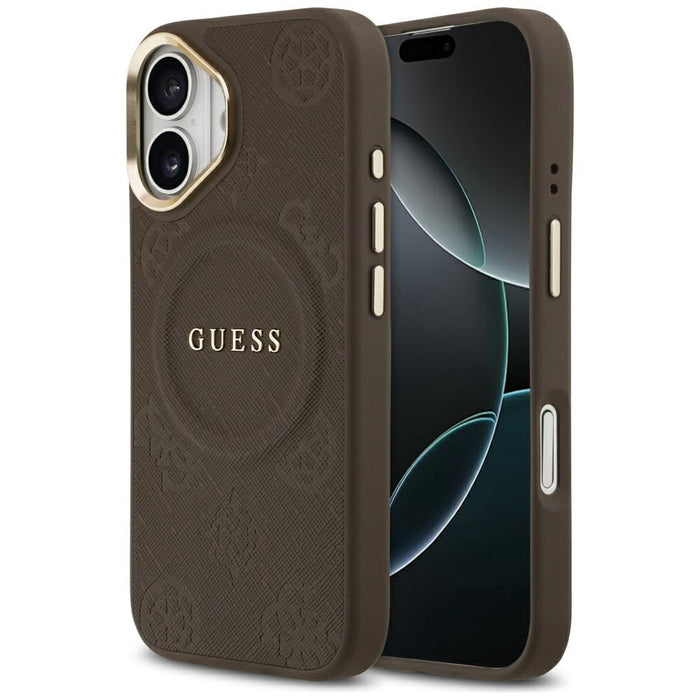 Калъф Guess Peony Hot Stamp MagSafe за iPhone 17 - кафяв