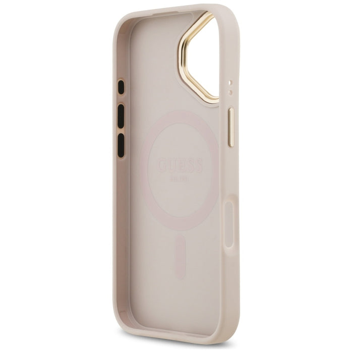 Калъф Guess Peony Hot Stamp MagSafe за iPhone 17 - розов