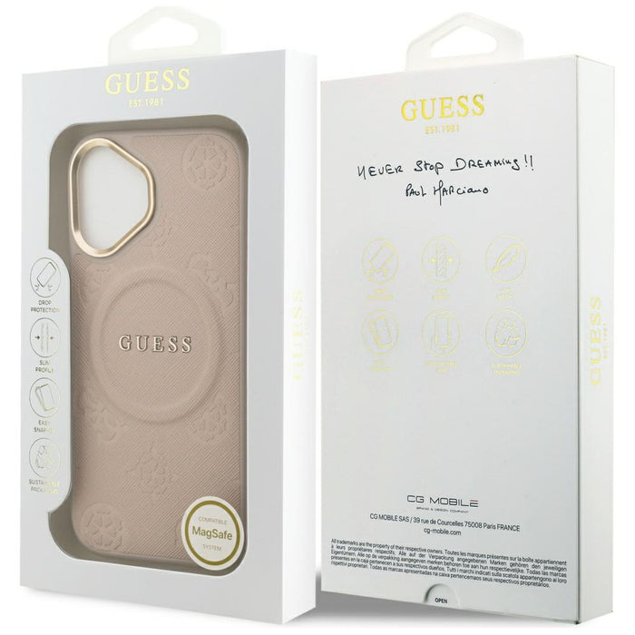 Калъф Guess Peony Hot Stamp MagSafe за iPhone 17 - розов