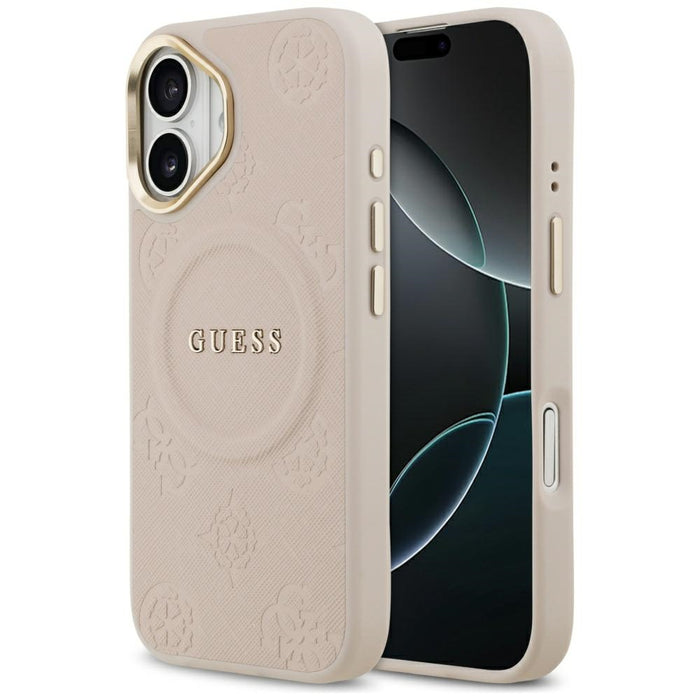 Калъф Guess Peony Hot Stamp MagSafe за iPhone 17 - розов