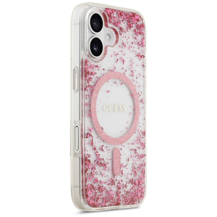 Калъф Guess MagSafe с брокат и дъно от смола за iPhone 17 - розов
