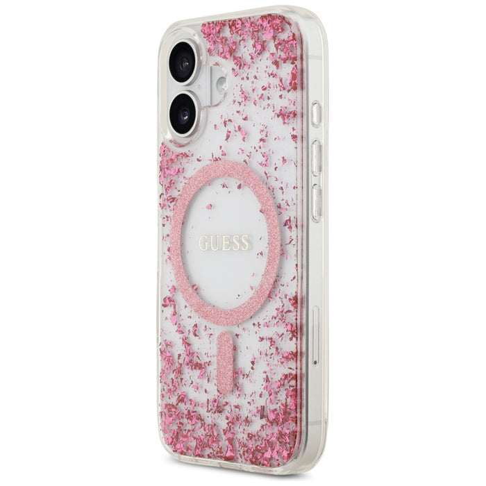 Калъф Guess MagSafe с брокат и дъно от смола за iPhone 17 - розов