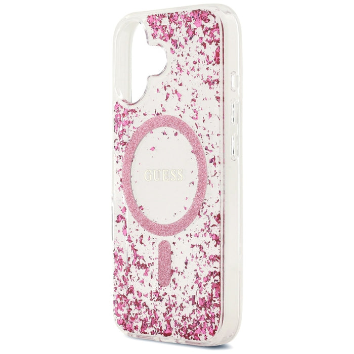 Калъф Guess MagSafe с брокат и дъно от смола за iPhone 17 - розов