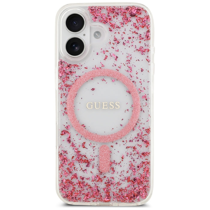 Калъф Guess MagSafe с брокат и дъно от смола за iPhone 17 - розов
