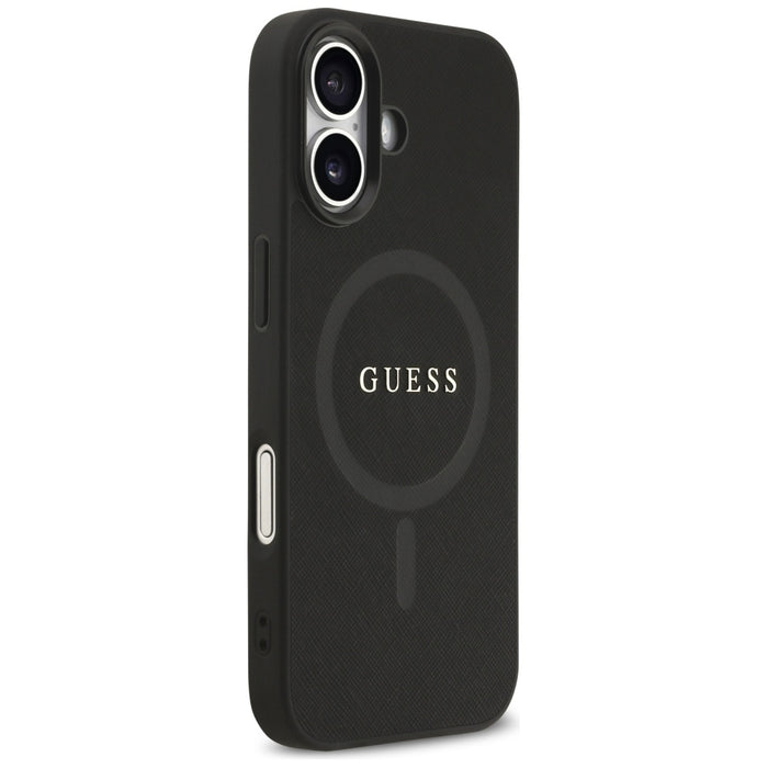 Калъф Guess Saffiano Classic Logo MagSafe за iPhone 17 - черен