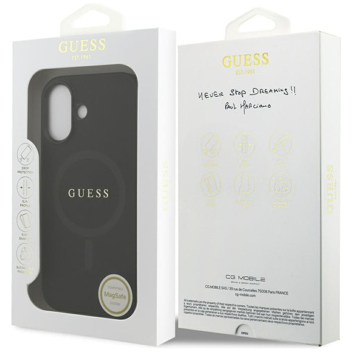 Калъф Guess Saffiano Classic Logo MagSafe за iPhone 17 - черен