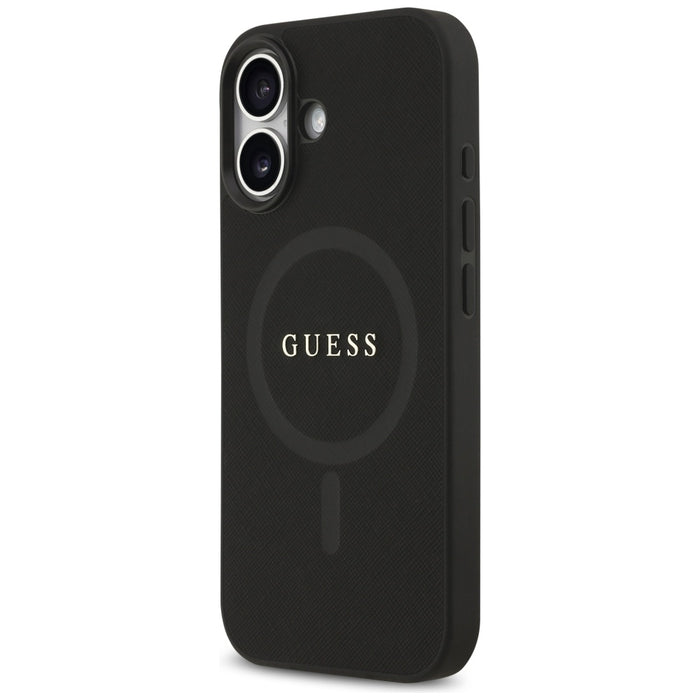 Калъф Guess Saffiano Classic Logo MagSafe за iPhone 17 - черен