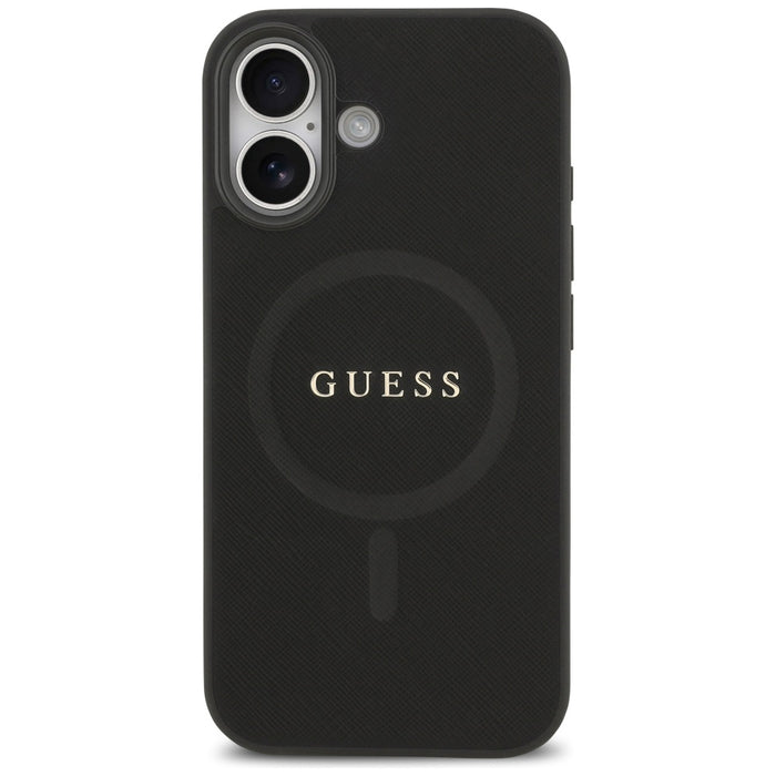 Калъф Guess Saffiano Classic Logo MagSafe за iPhone 17 - черен