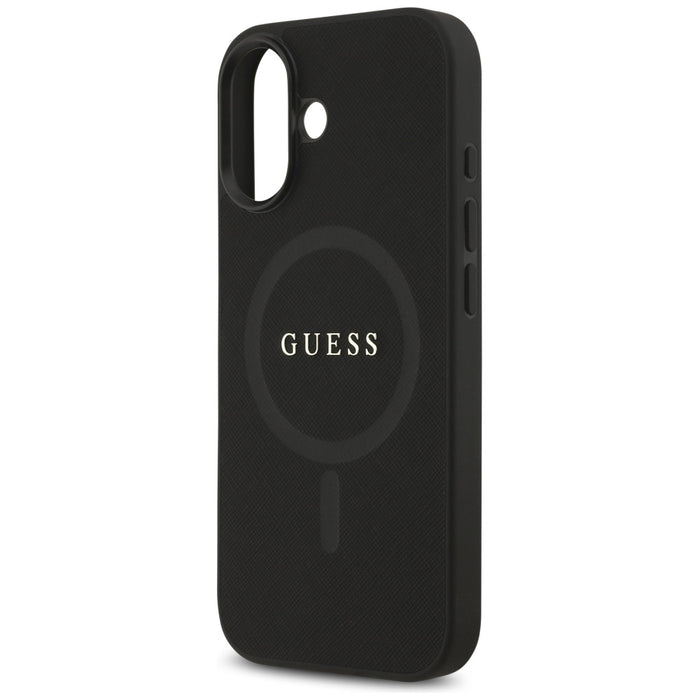 Калъф Guess Saffiano Classic Logo MagSafe за iPhone 17 - черен