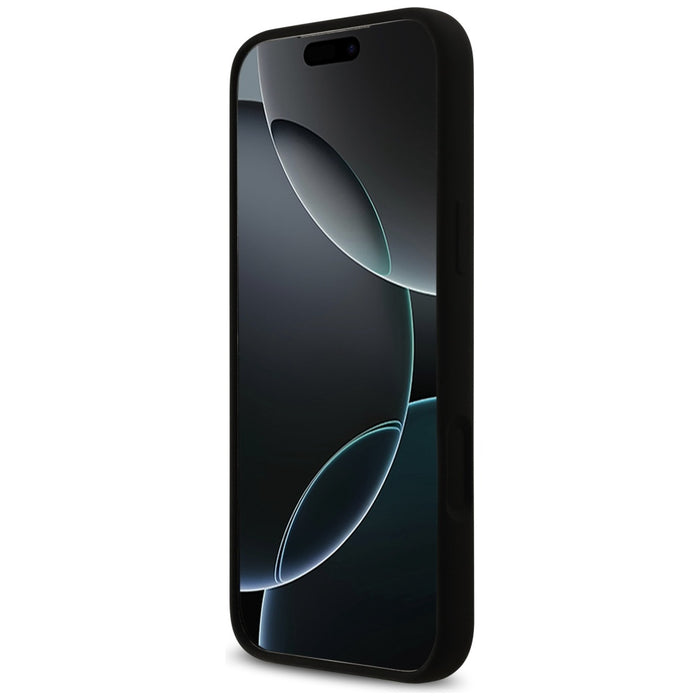 Силиконов калъф Guess Logo Strass 4G MagSafe за iPhone 17 Pro Max - черен