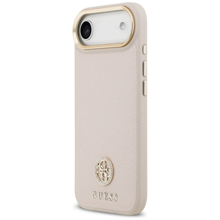 Калъф Guess с лого на MagSafe за iPhone Air с гравирана страза - розов