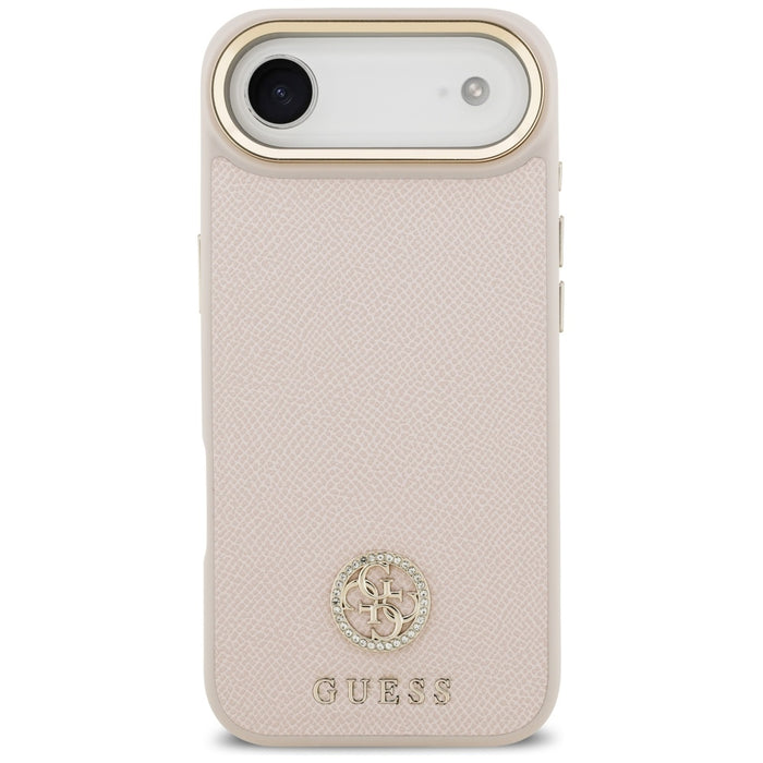 Калъф Guess с лого на MagSafe за iPhone Air с гравирана страза - розов