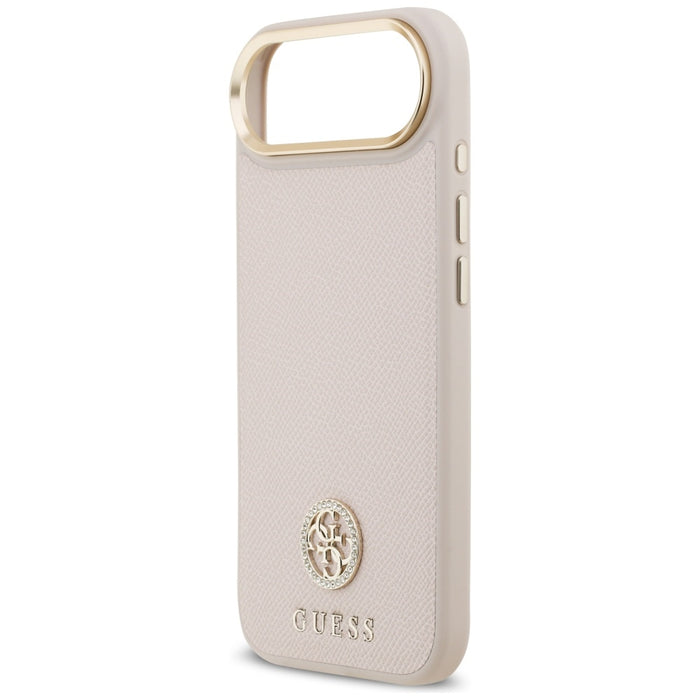 Калъф Guess с лого на MagSafe за iPhone Air с гравирана страза - розов