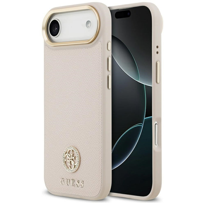 Калъф Guess с лого на MagSafe за iPhone Air с гравирана страза - розов