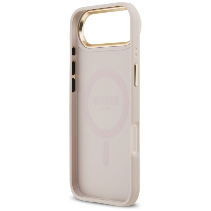 Калъф Guess с лого на MagSafe за iPhone Air с гравирана страза - розов
