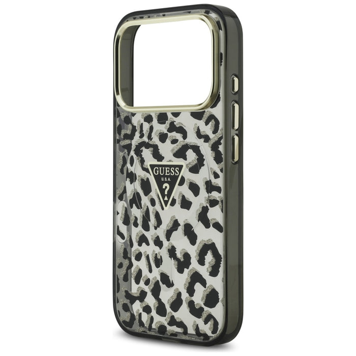 Калъф Guess MagSafe с леопардово покритие за iPhone 17 Pro Max - черен