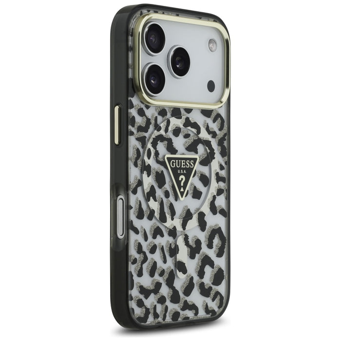 Калъф Guess MagSafe с леопардово покритие за iPhone 17 Pro Max - черен