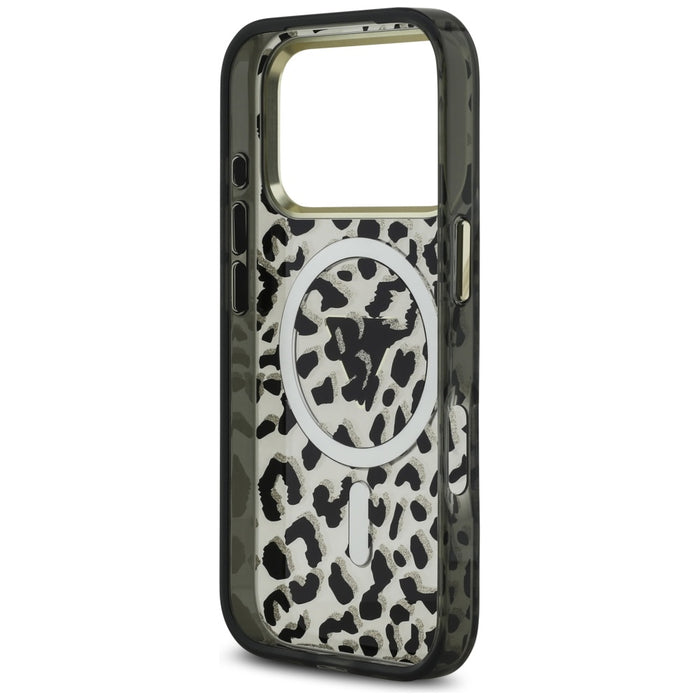 Калъф Guess MagSafe с леопардово покритие за iPhone 17 Pro Max - черен