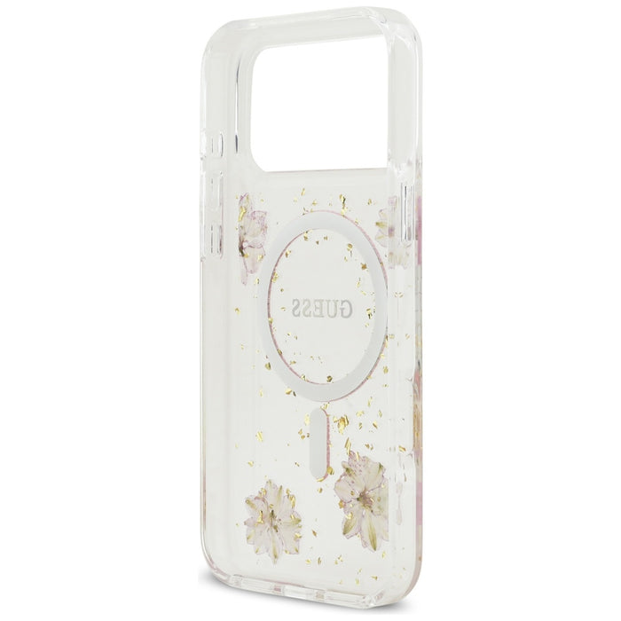 Калъф Guess MagSafe с брокат и смола за iPhone 17 Pro Max - розов