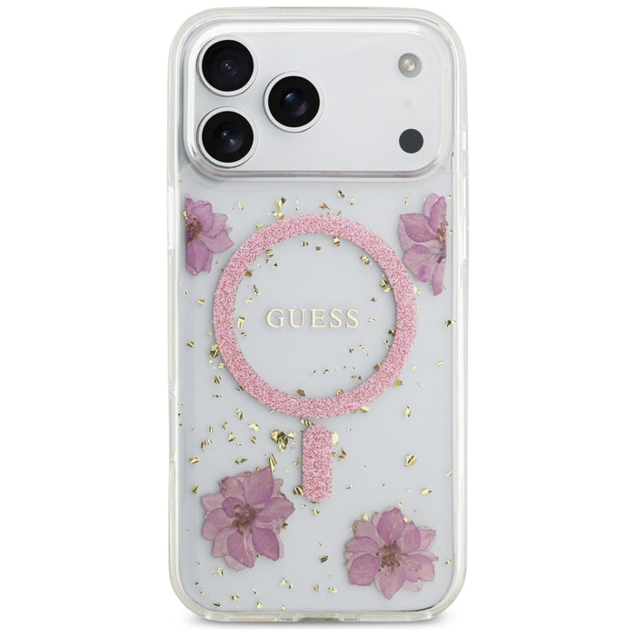 Калъф Guess MagSafe с брокат и смола за iPhone 17 Pro Max - розов