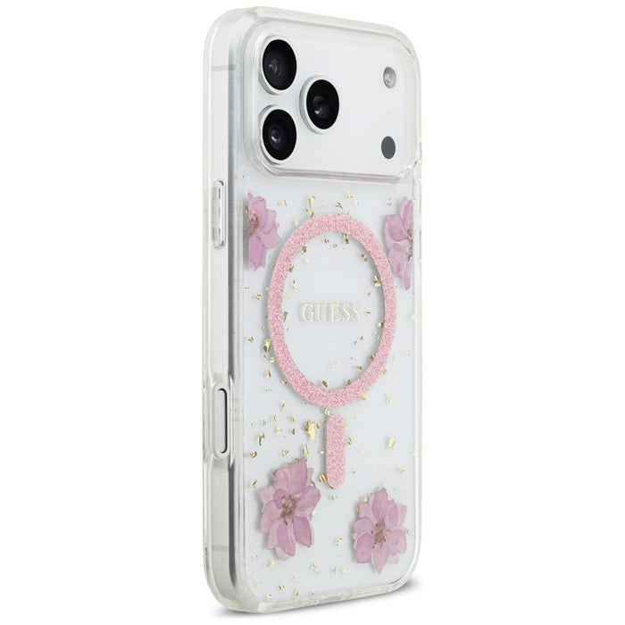 Калъф Guess MagSafe с брокат и смола за iPhone 17 Pro Max - розов