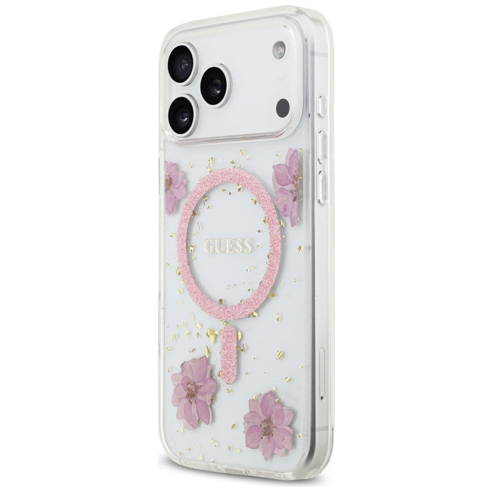 Калъф Guess MagSafe с брокат и смола за iPhone 17 Pro Max - розов