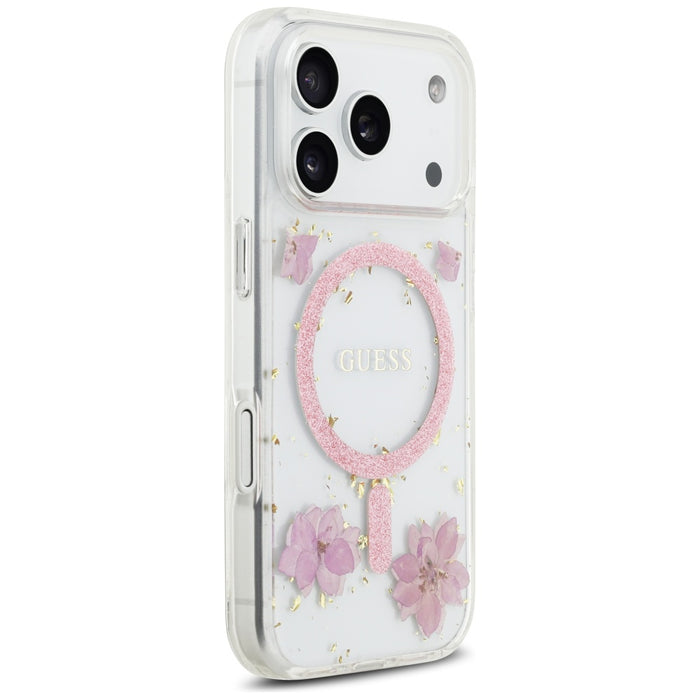 Калъф Guess MagSafe с брокат и смола за iPhone 17 Pro - розов