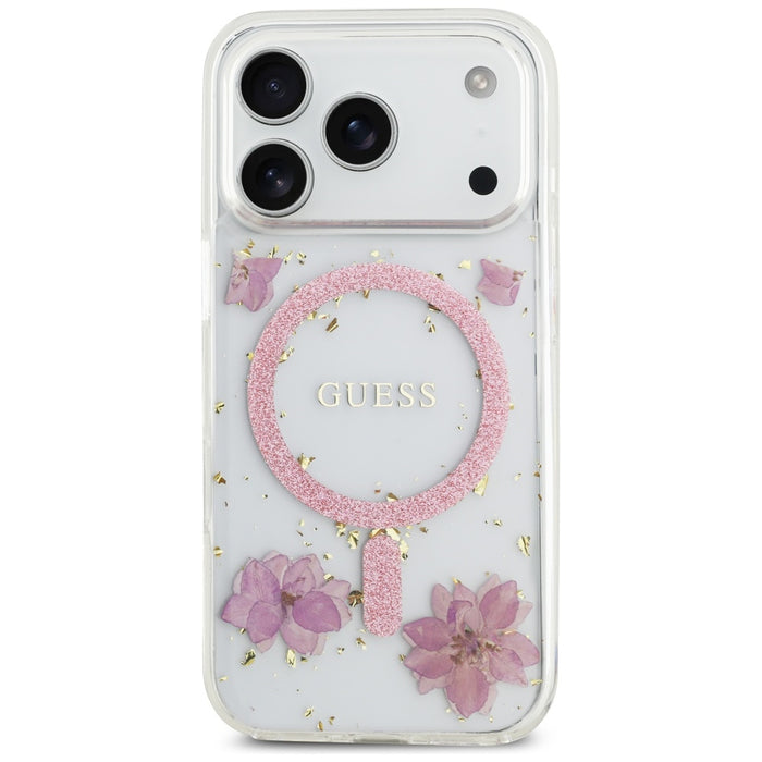 Калъф Guess MagSafe с брокат и смола за iPhone 17 Pro - розов