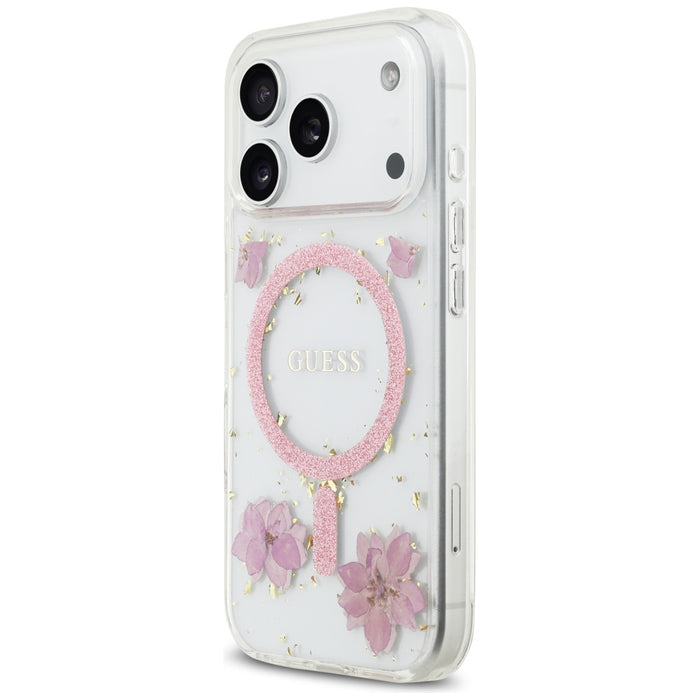 Калъф Guess MagSafe с брокат и смола за iPhone 17 Pro - розов