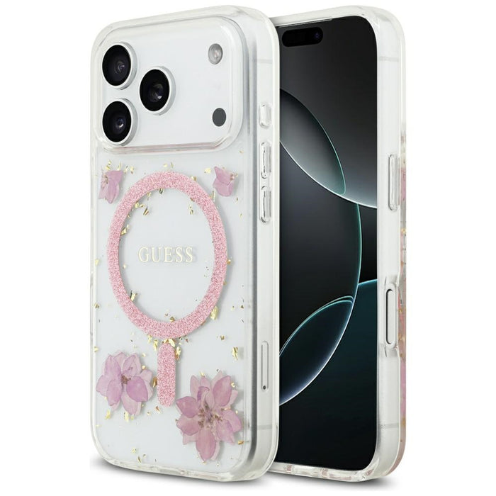 Калъф Guess MagSafe с брокат и смола за iPhone 17 Pro - розов