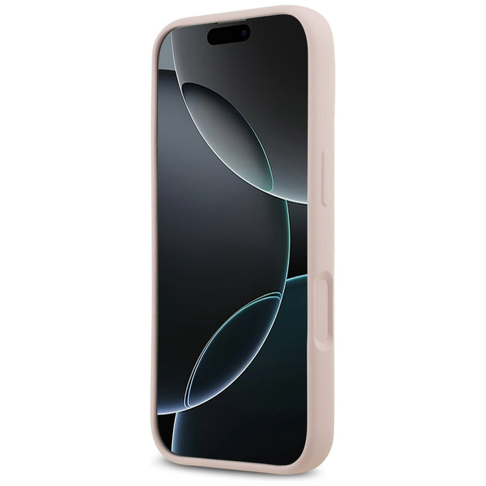 Силиконов калъф Guess Big 4G Script за iPhone 17 - розов