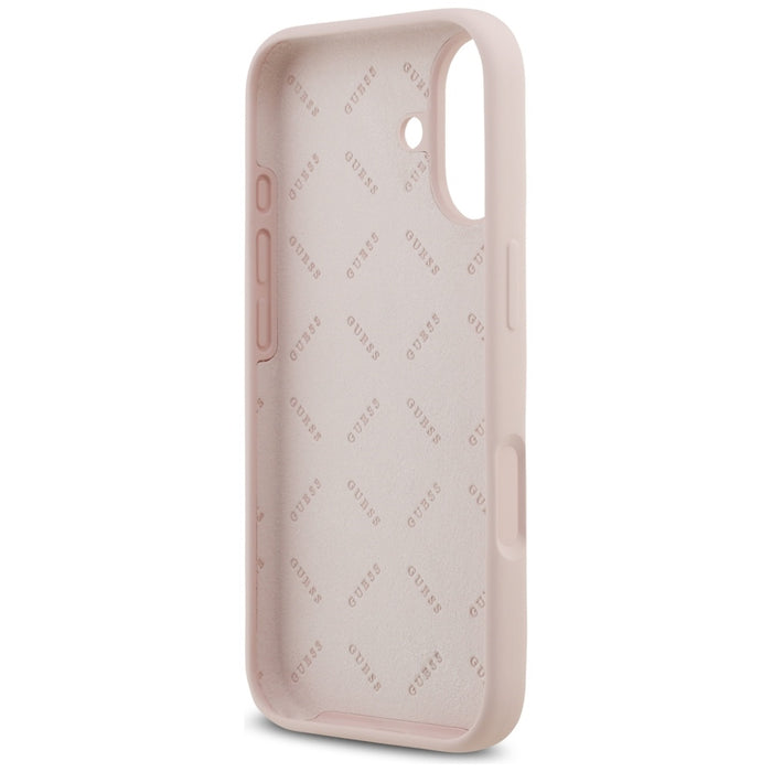 Силиконов калъф Guess Big 4G Script за iPhone 17 - розов