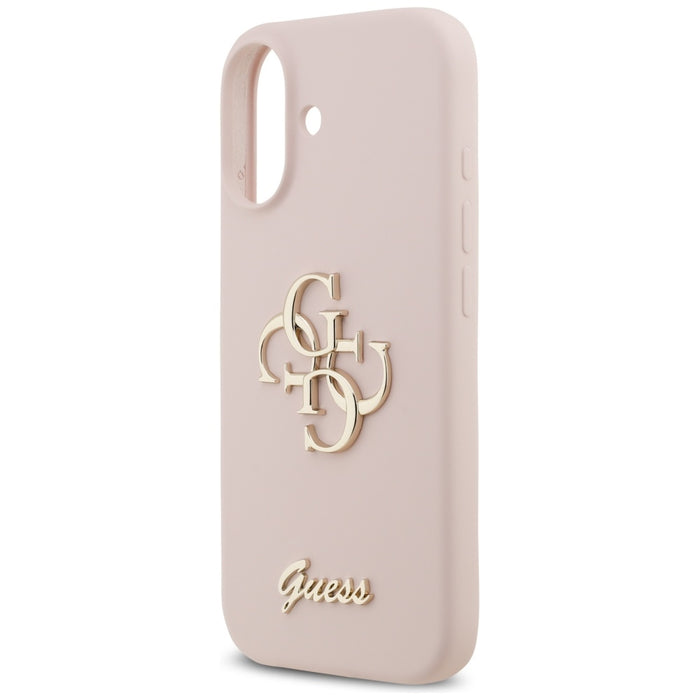 Силиконов калъф Guess Big 4G Script за iPhone 17 - розов