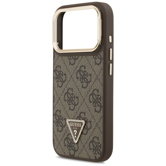 Калъф Guess 4G PU Triangle Logo & Stand Camera MagSafe за iPhone 17 Pro - кафяв