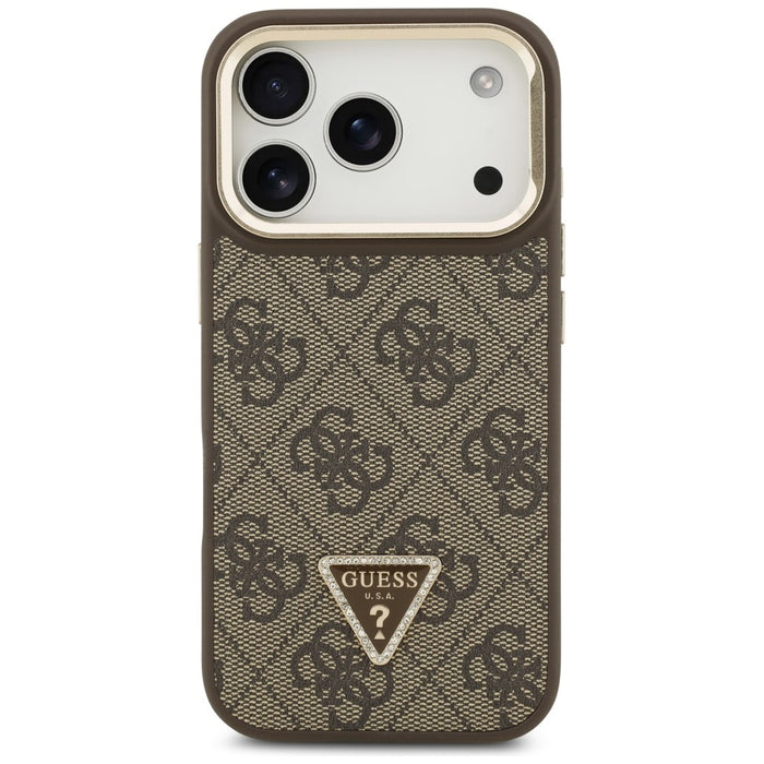 Калъф Guess 4G PU Triangle Logo & Stand Camera MagSafe за iPhone 17 Pro - кафяв