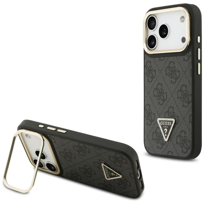 Калъф Guess 4G PU Triangle Logo & Stand Camera MagSafe за iPhone 17 Pro - черен