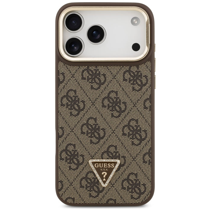 Калъф Guess 4G PU Triangle Logo & Stand Camera MagSafe за iPhone 17 Pro Max - кафяв