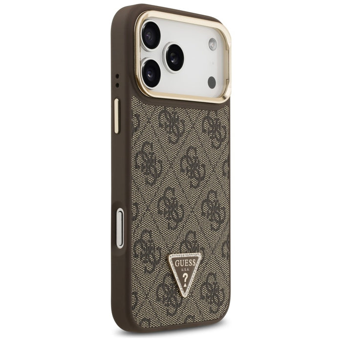 Калъф Guess 4G PU Triangle Logo & Stand Camera MagSafe за iPhone 17 Pro Max - кафяв