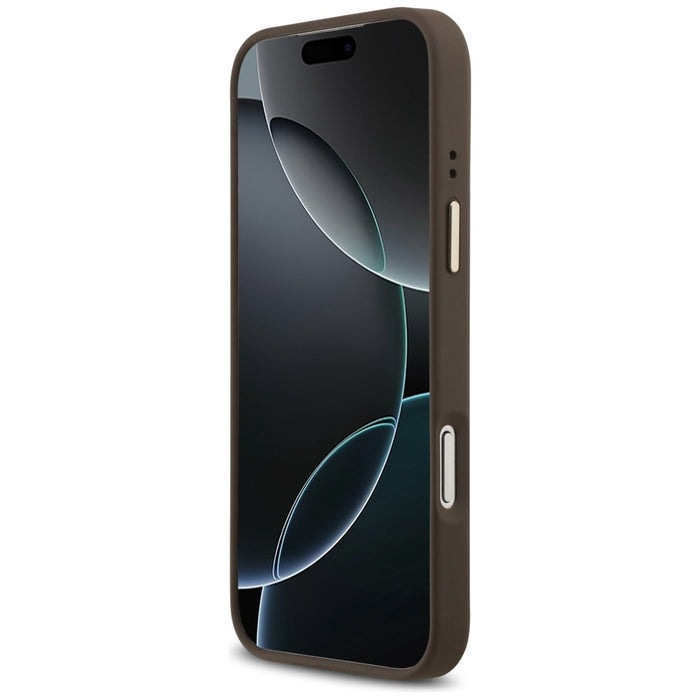 Калъф Guess 4G PU Triangle Logo & Stand Camera MagSafe за iPhone 17 Pro Max - кафяв