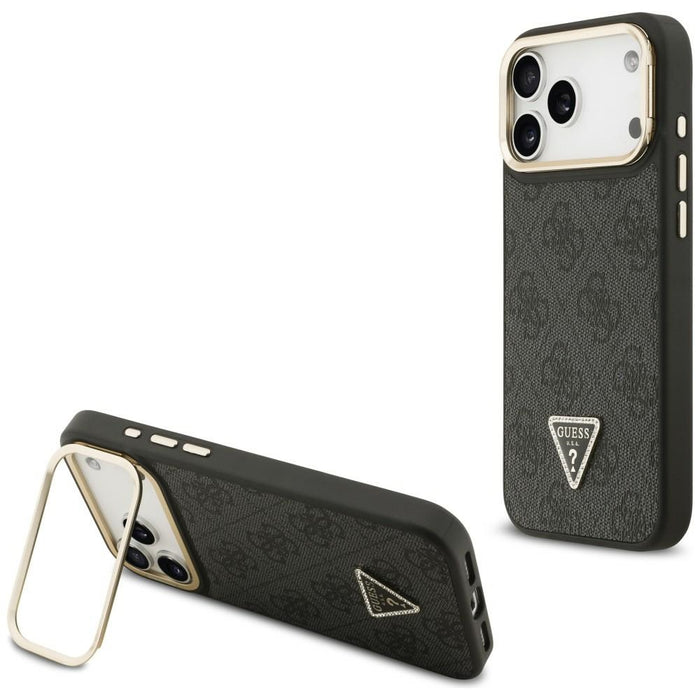 Калъф Guess 4G PU Triangle Logo & Stand Camera MagSafe за iPhone 17 Pro Max - черен
