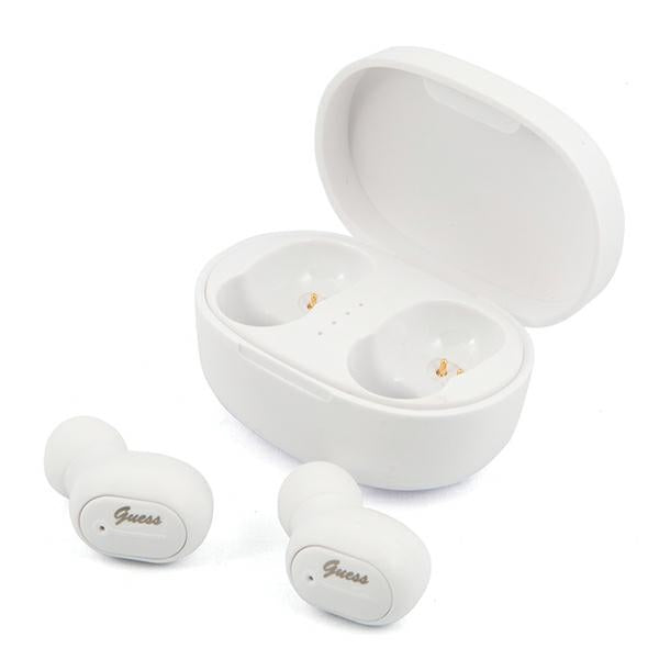 Безжични Bluetooth слушалки Guess GUTWST30WHTWS + Докинг станция - Бели