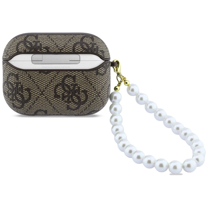 Калъф Guess 4G Pearl Strap за AirPods Pro 3 - кафяв