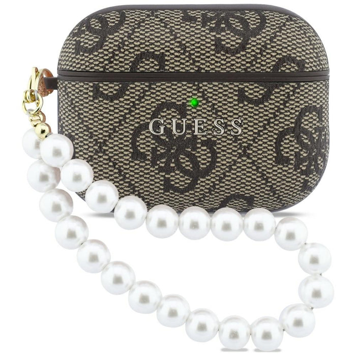 Калъф Guess 4G Pearl Strap за AirPods Pro 3 - кафяв