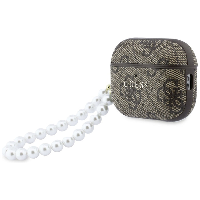 Калъф Guess 4G Pearl Strap за AirPods Pro 3 - кафяв