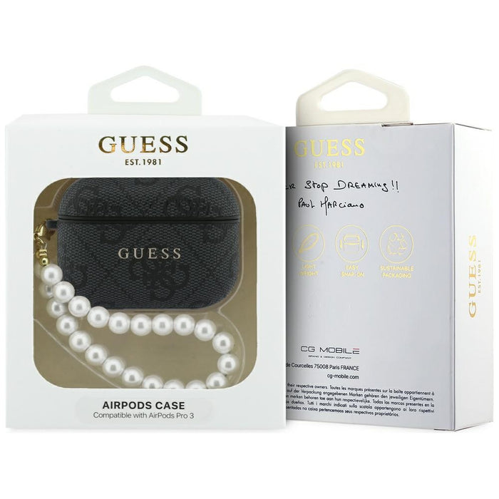 Калъф Guess 4G Pearl Strap за AirPods Pro 3 - черен