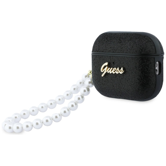 Калъф Guess с брокат и перла за AirPods Pro 3 - черен