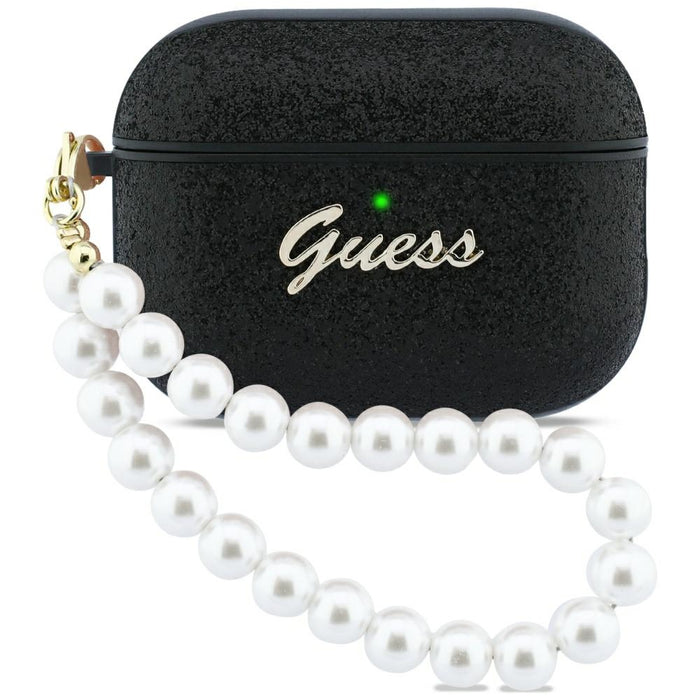 Калъф Guess с брокат и перла за AirPods Pro 3 - черен