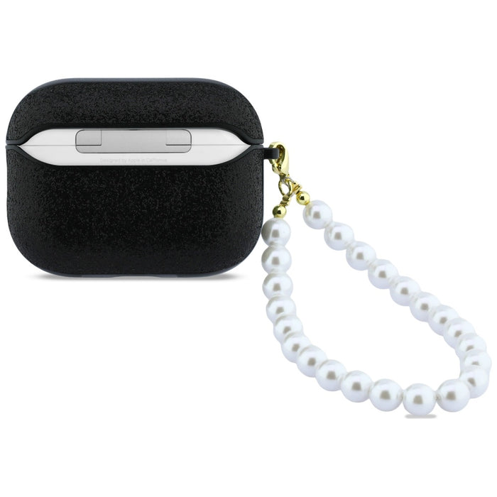 Калъф Guess с брокат и перла за AirPods Pro 3 - черен