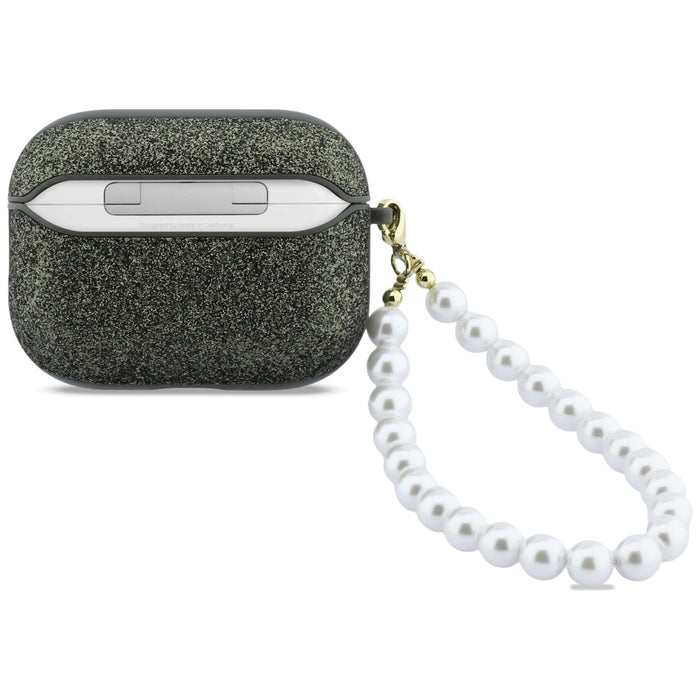 Калъф Guess Glitter Pearl Strap за AirPods Pro 3 - черен и брокат